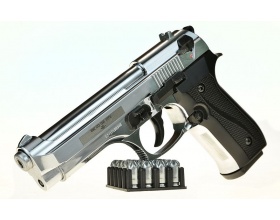 Охолощенный пистолет B92 KURS Беретта, хромированный, АВТО-ОГОНЬ